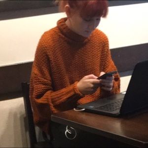 In Search Of Orange Knit Turtleneck Sweater